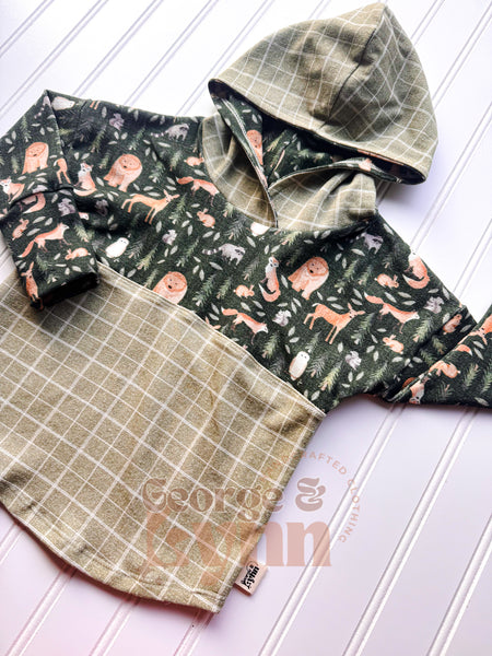 Grow With Me Woodland Plaid Hooded Dolman Tee
