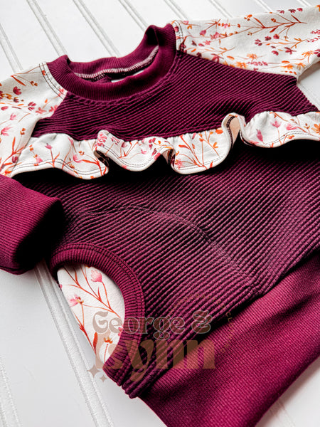 Grow With Me Ruffle Raglan Crew Neck