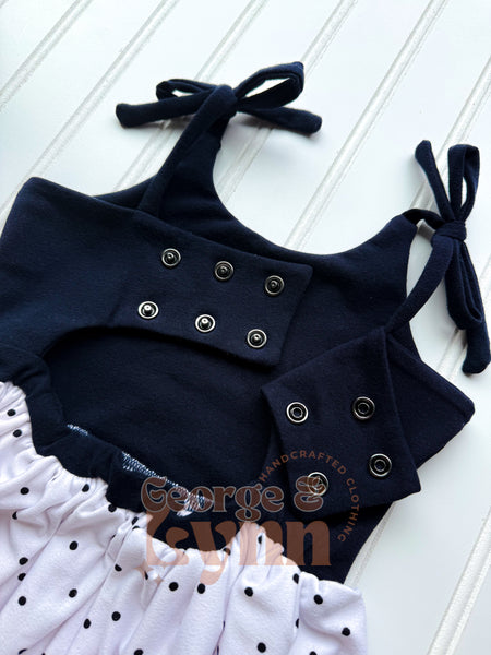 Grow With Me Summer Navy Polka Dot Tunic/Top