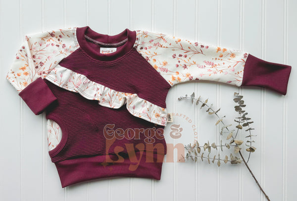 Grow With Me Ruffle Raglan Crew Neck