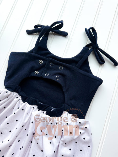 Grow With Me Summer Navy Polka Dot Tunic/Top