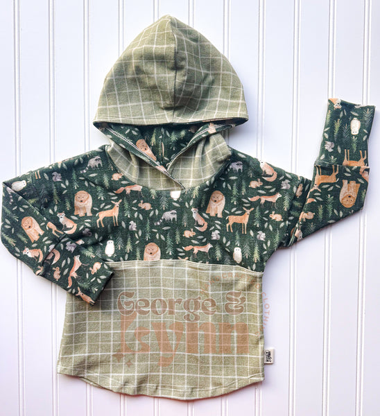 Grow With Me Woodland Plaid Hooded Dolman Tee