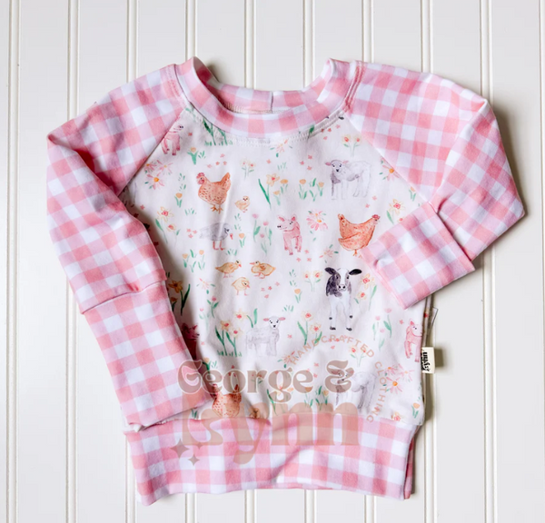 Grow With Me Farm Raglan Hoodie or Crew Neck