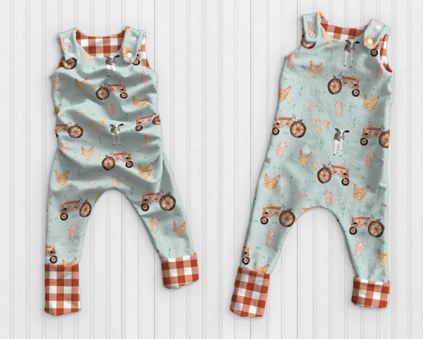 Grow With Me Romper Overalls Farm