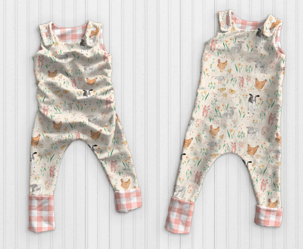 Grow With Me Romper Overalls Farm