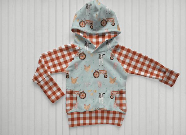 Grow With Me Farm Raglan Hoodie or Crew Neck