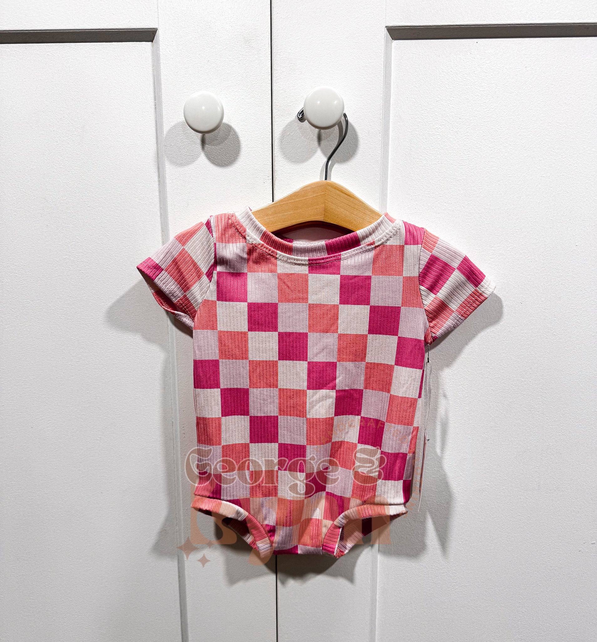 Cedar Romper Pink Checkers 9/12m