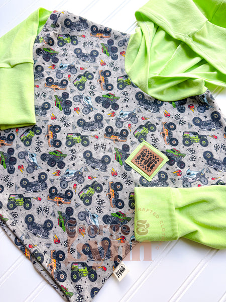 Grow With Me Dolman Hoodie Monster Trucks