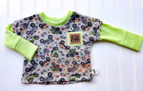 Grow With Me Dolman Hoodie Monster Trucks