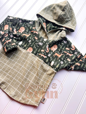 Grow With Me Woodland Plaid Hooded Dolman Tee
