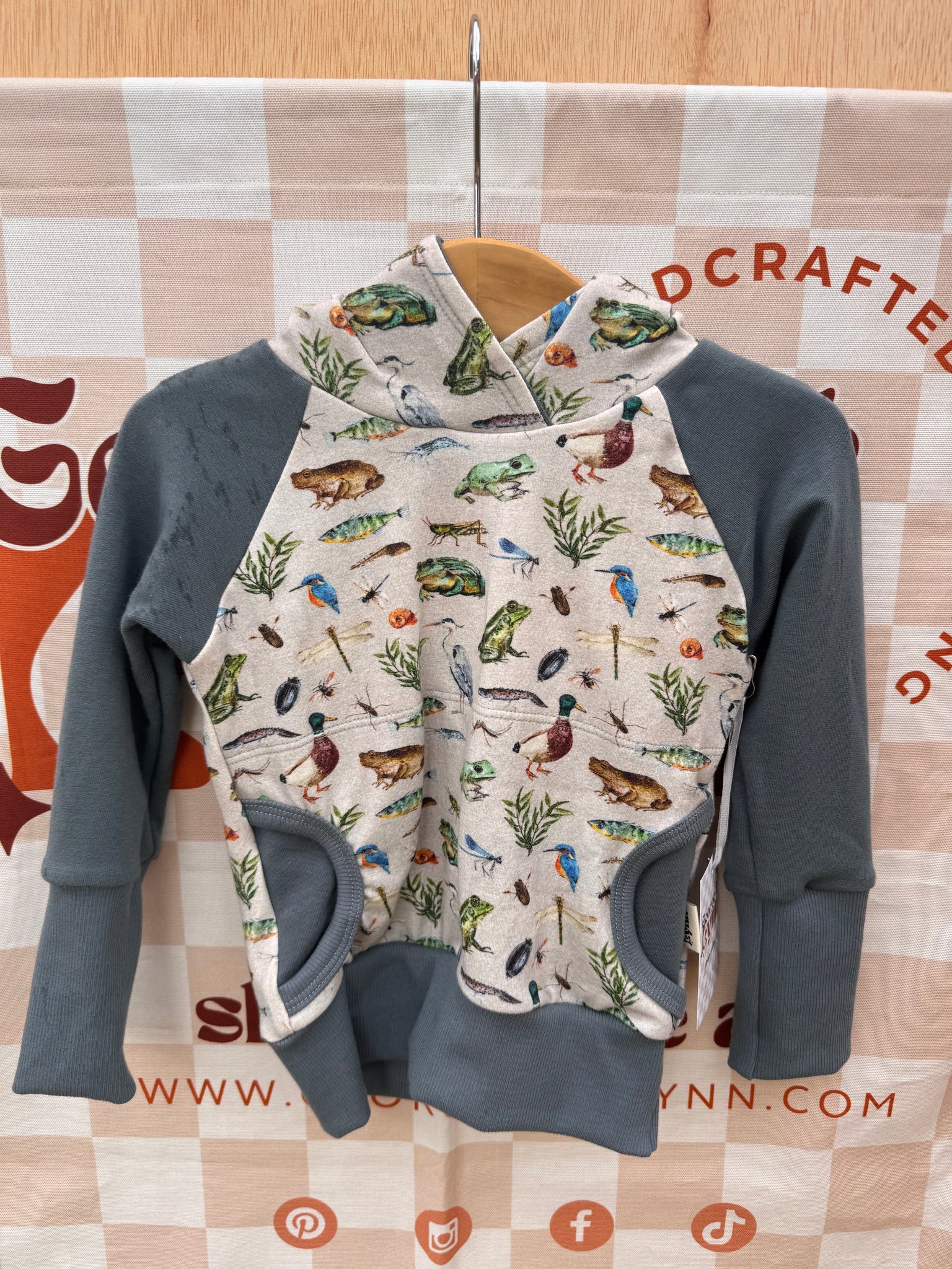 Grow With Me Gray Linen Wild Life Raglan Hoodie