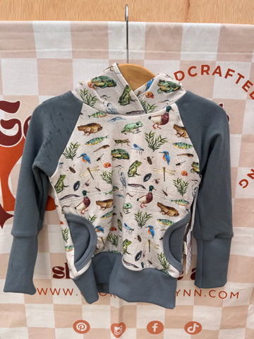 Grow With Me Gray Linen Wild Life Raglan Hoodie