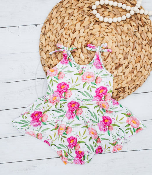 Tie Strap Brielle Floral Romper/Peplum