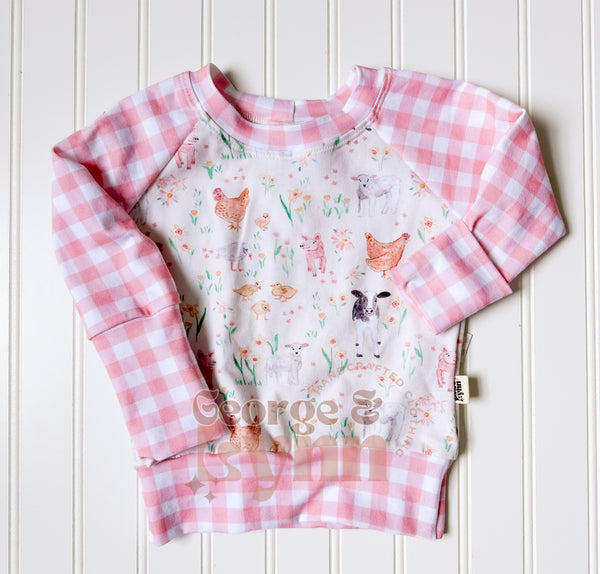 Grow With Me Farm Raglan Pullover Neck and Hoodie