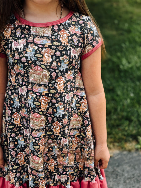 Grow With Me Blue Dog Swing Dress