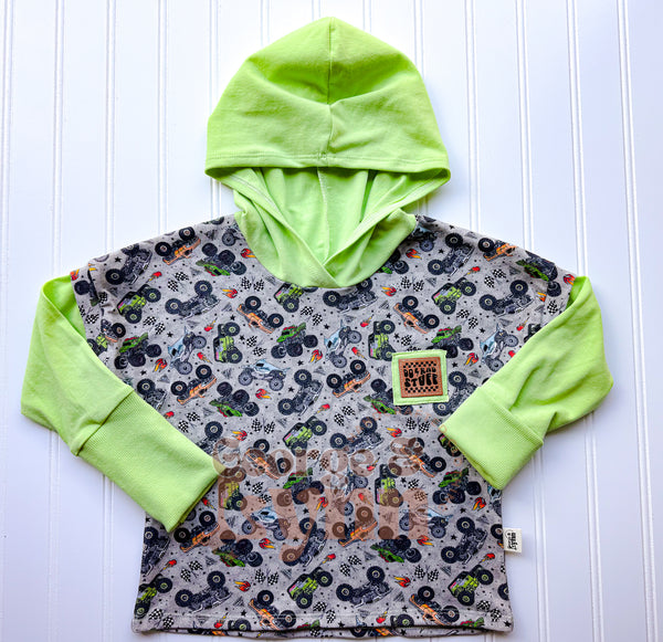 Grow With Me Dolman Hoodie Monster Trucks