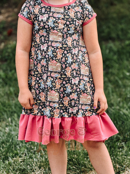 Grow With Me Blue Dog Swing Dress