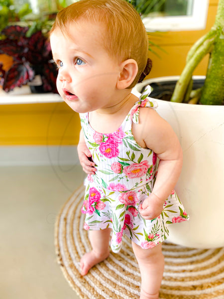 Tie Strap Brielle Floral Romper/Peplum