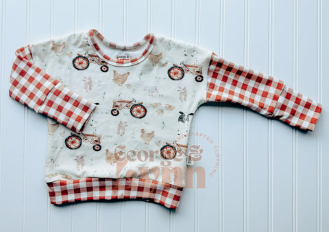 Grow With Me Dolman – Farmyard Friends (Rust Check)