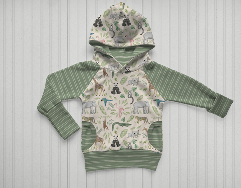 Grow With Me Zoo Raglan Hoodie or Crew Neck