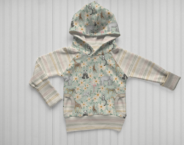 Grow With Me Zoo Raglan Hoodie or Crew Neck