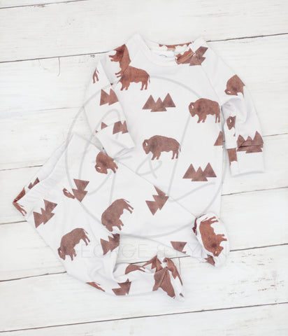 Buffalo Print Raglan Top and Cozy Footies